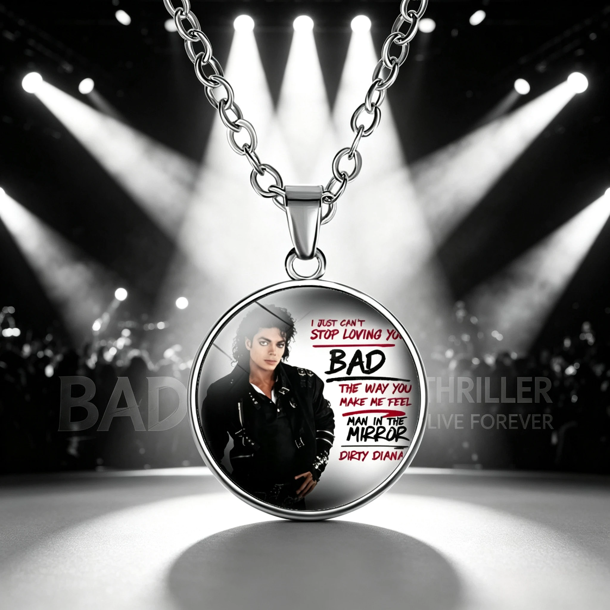 2026 New Michael Jackson Necklace for Girls Drip Oil Alloy Neck Chain Retro The King of Pop MJ Charms Accessories Party Wear view 3