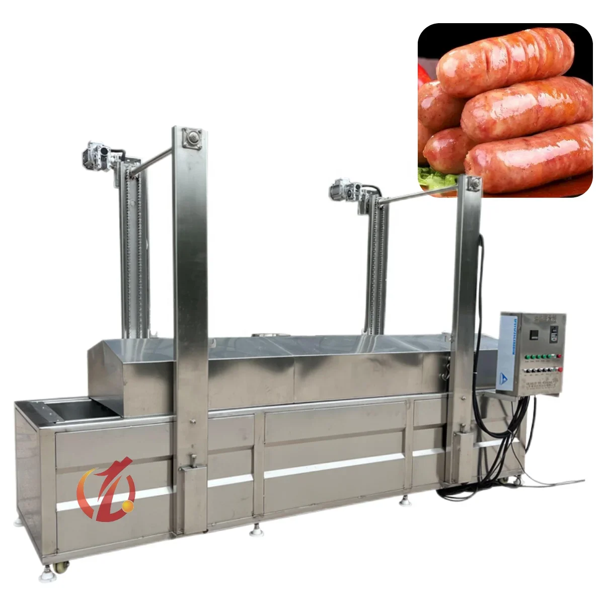 

Stainless steel large capacity french fries frying and potato chips continuous frying machine