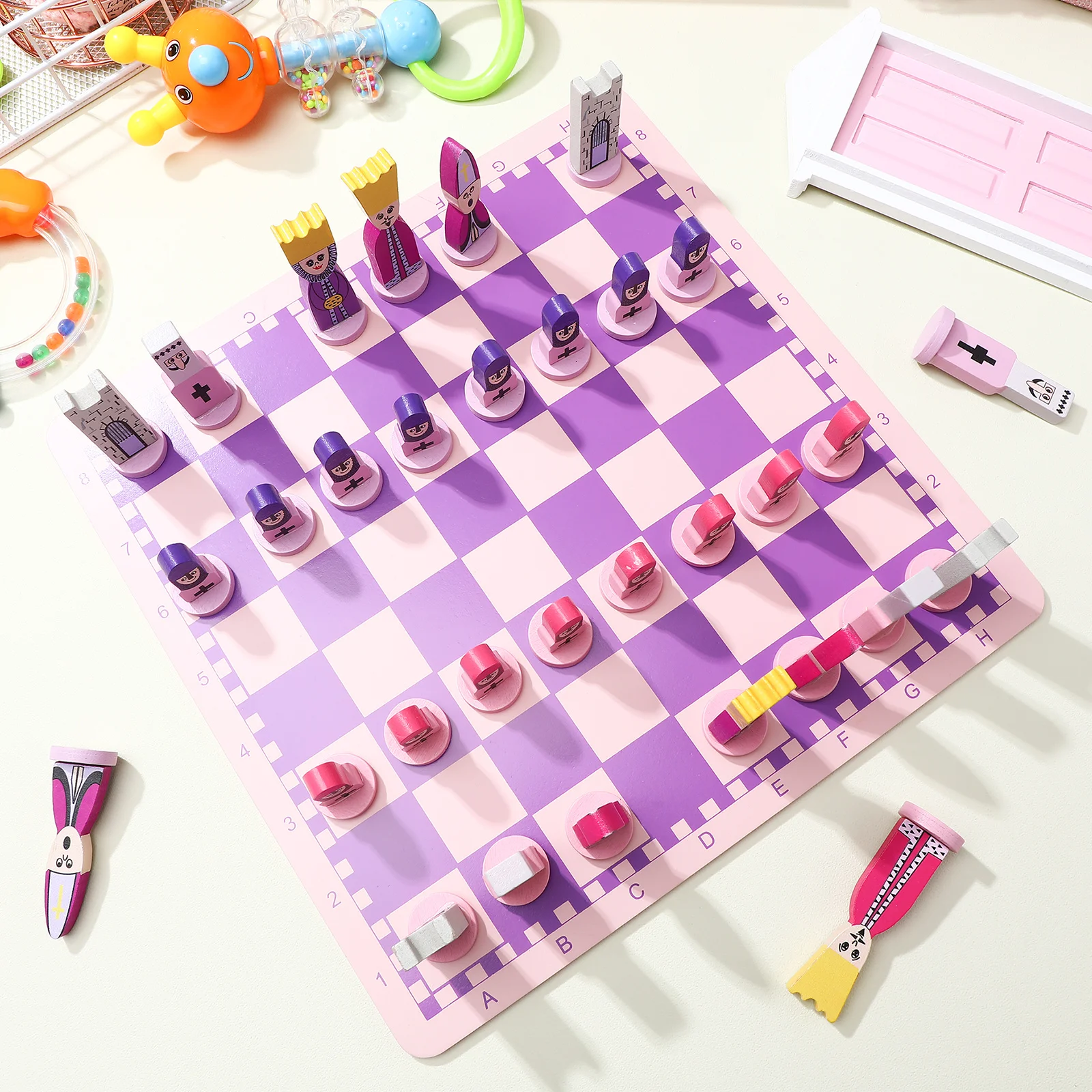 

Wooden Chess Set with Board for and Adults Travel Friendly Educational Chess Game Set for Family Fun