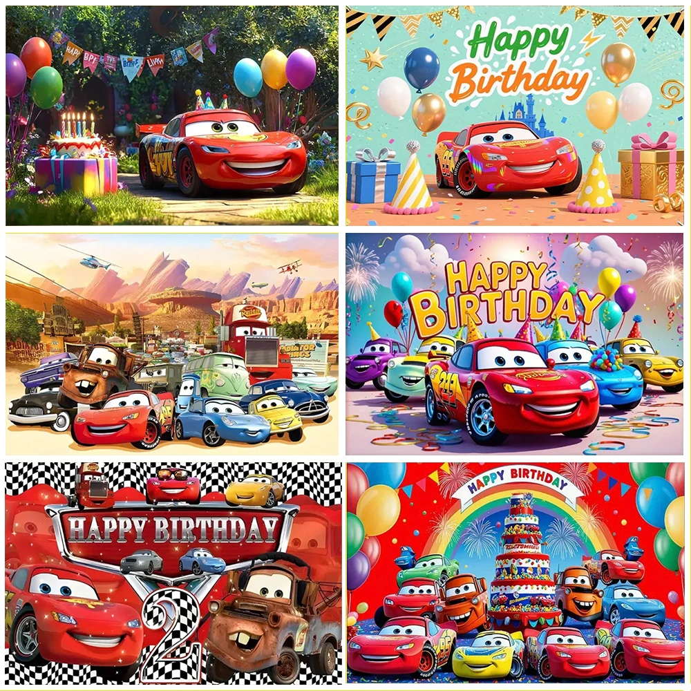 

Disney Cars Lightning McQueen Theme Backdrop Kids Birthday Party Decoration Baby Shower Background Supplies Photo Shoot Props
