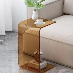 Luxury Acrylic Coffee Table Sofa Small Side Table Simple Living Room Service Tables Nordic Bedroom Transparent Corner Table