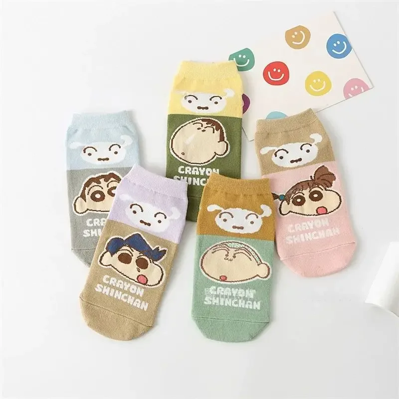 Anime Crayon Shin chan Cartoon Casual Anime Cartoon Emoji Series Short Socks Cute Anime Color blocked Student Low cut Socks