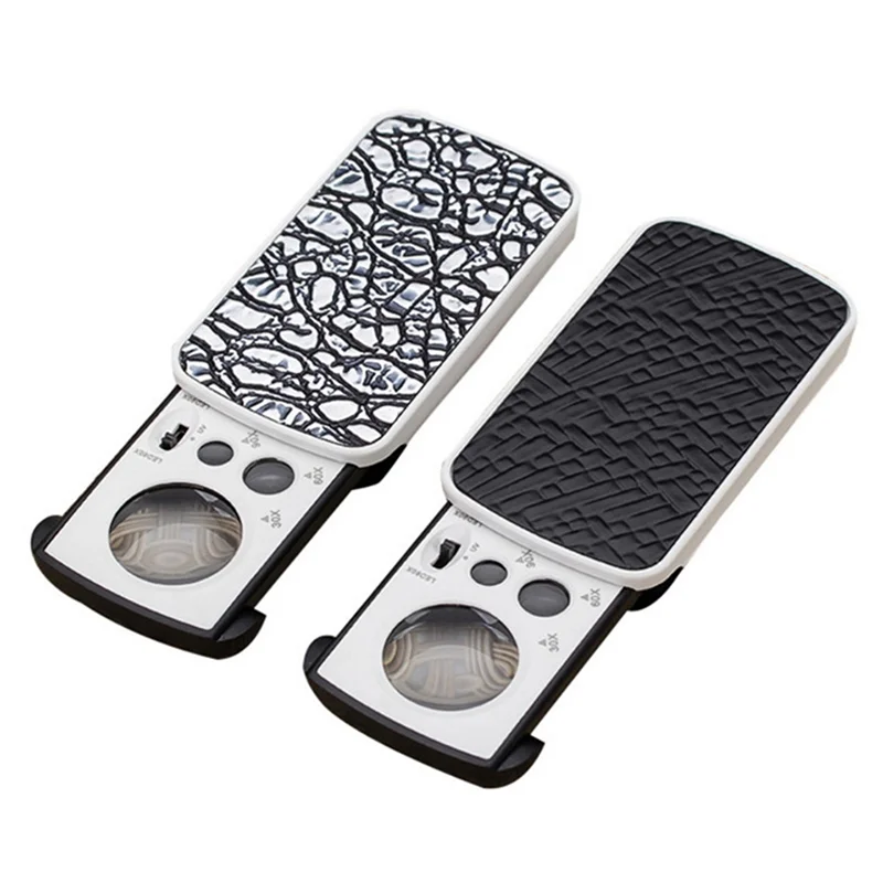 

ABIS-2Pcs 30 Times 60 Times 90 Times Slide-Out Jewelry Magnifying Glass with LED Lamp Folding Jewelry Magnifying Glass