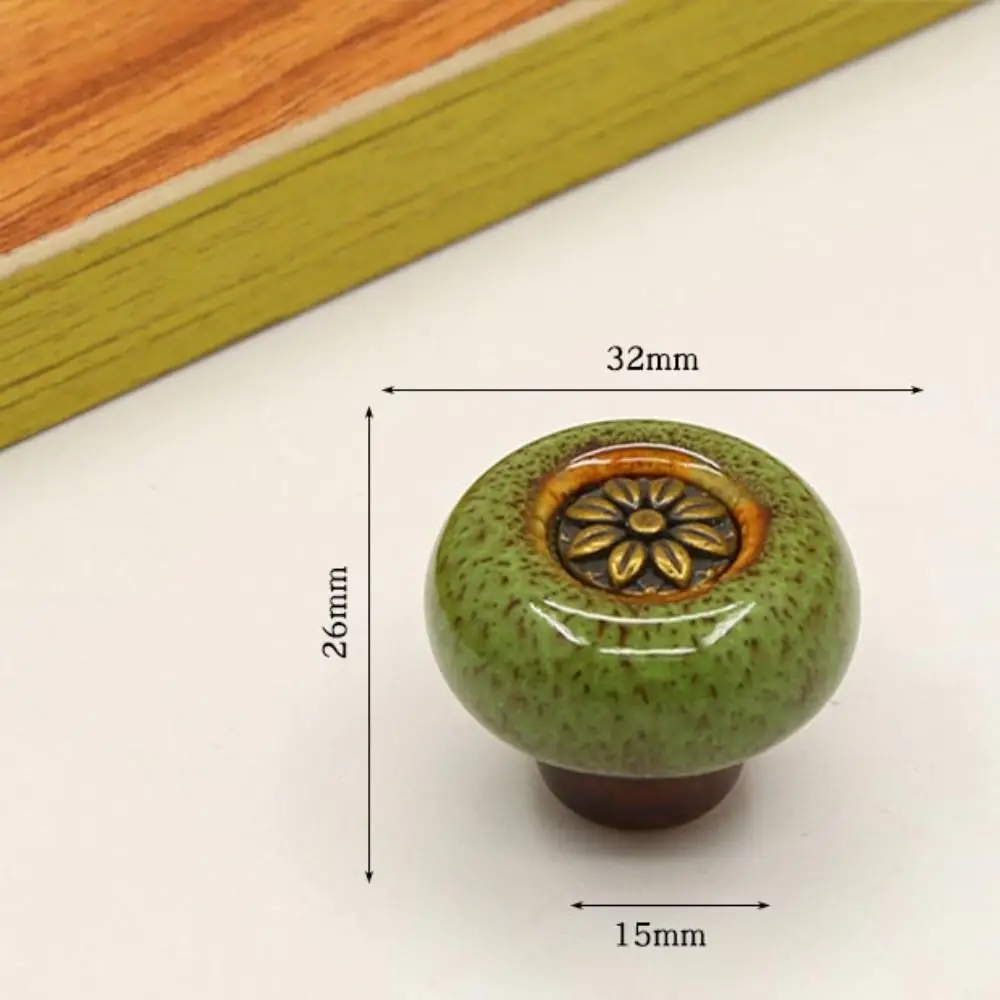 

Retro Single Hole Ceramic Cabinet Knob European Style Vintage Door Pull Handles Round Drawer Knobs Cupboard