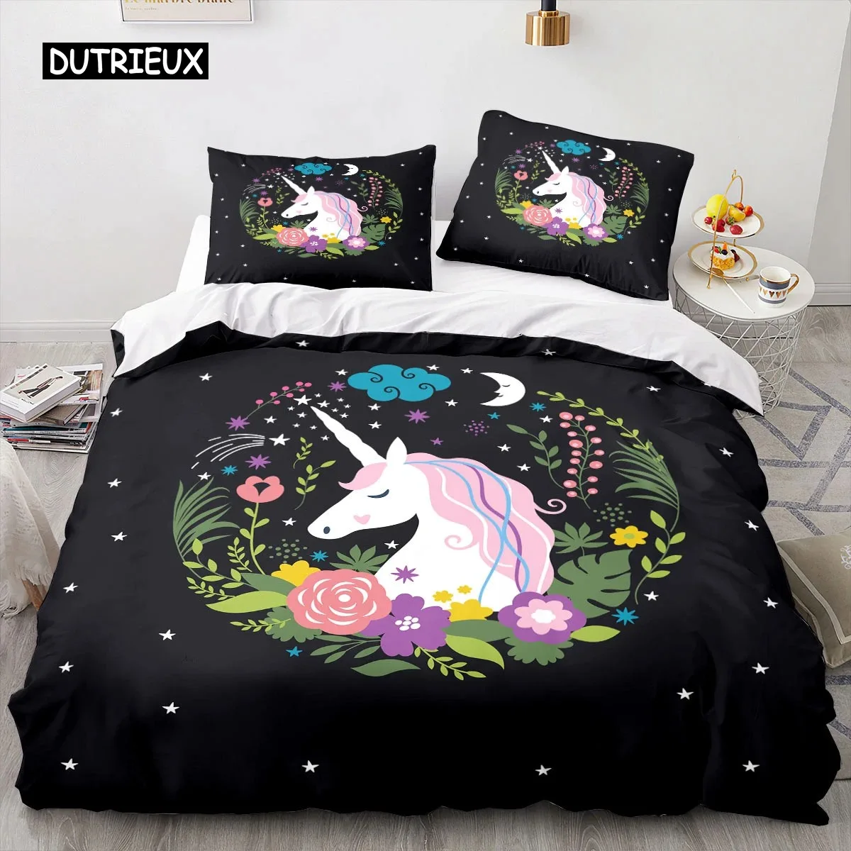 

Cartoon Horse Duvet Cover 3D Anime Bedding Set for Kids Girls Soft Microfiber Quilt Cover with Zipper Closure