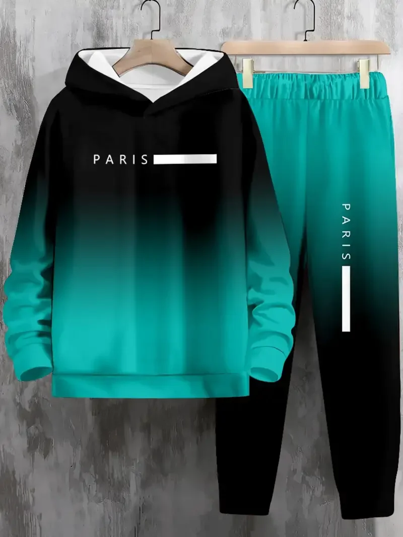 

Autumn and Winter Men's Hoodie Set Men Sports and Leisure Hoodie Set Paris Letter Printing Set Quick Drying and Breathable
