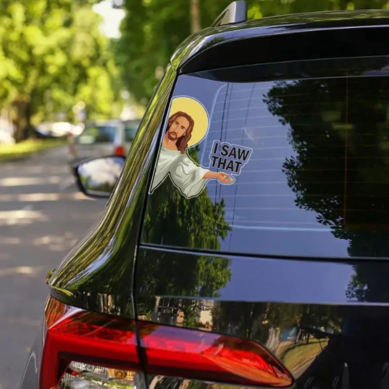 Jesus Car Stickers Funny Jesus Sticker Decorative UV Protection Water Resistant Easy To Apply Jesus I Saw That Sticker Truck