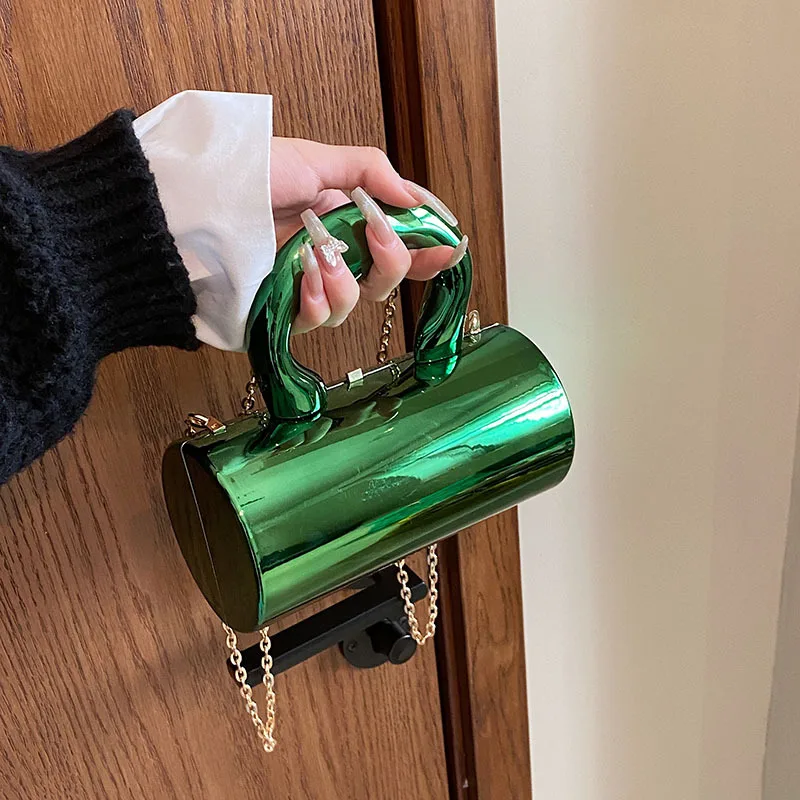 

Women's Handbag Bags For Women 2024 Party Clutches Fashion Cylinder Mini Evening Purse Crossbody Shoulder Bag Gold Box Clutch