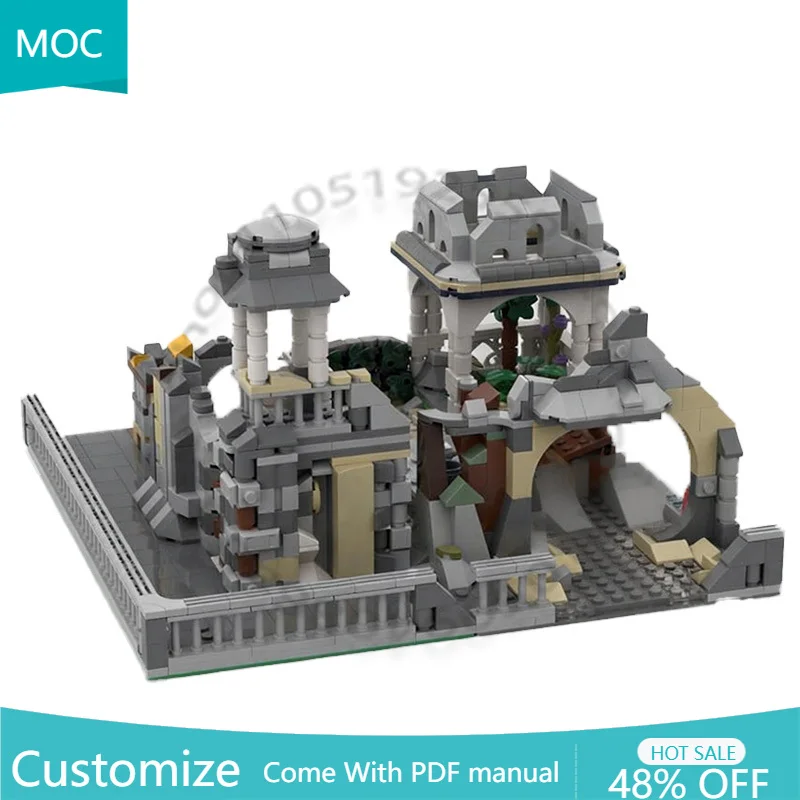 

677 деталей Модульный конструктор «Древние руины» 5 MOC, настраиваемый модульный конструктор, развивающий дизайн, DIY, праздничные игрушки и подарки