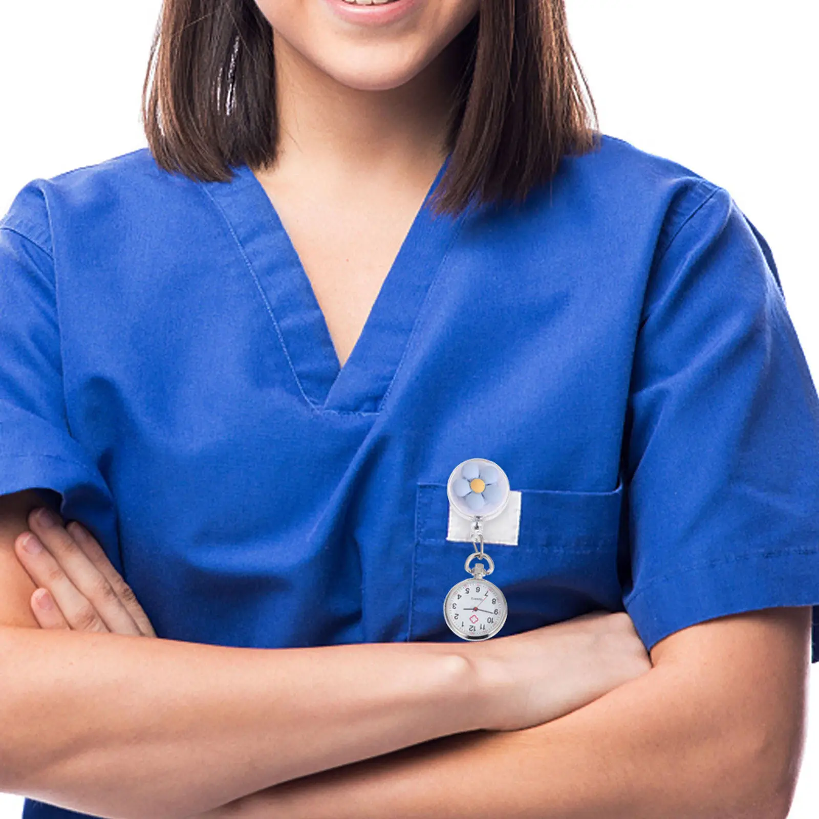 2-個フラワーポケットナースウォッチ格納式クリップオンハンギングクォーツムーブメントポータブルウォッチ看護師医師用時計