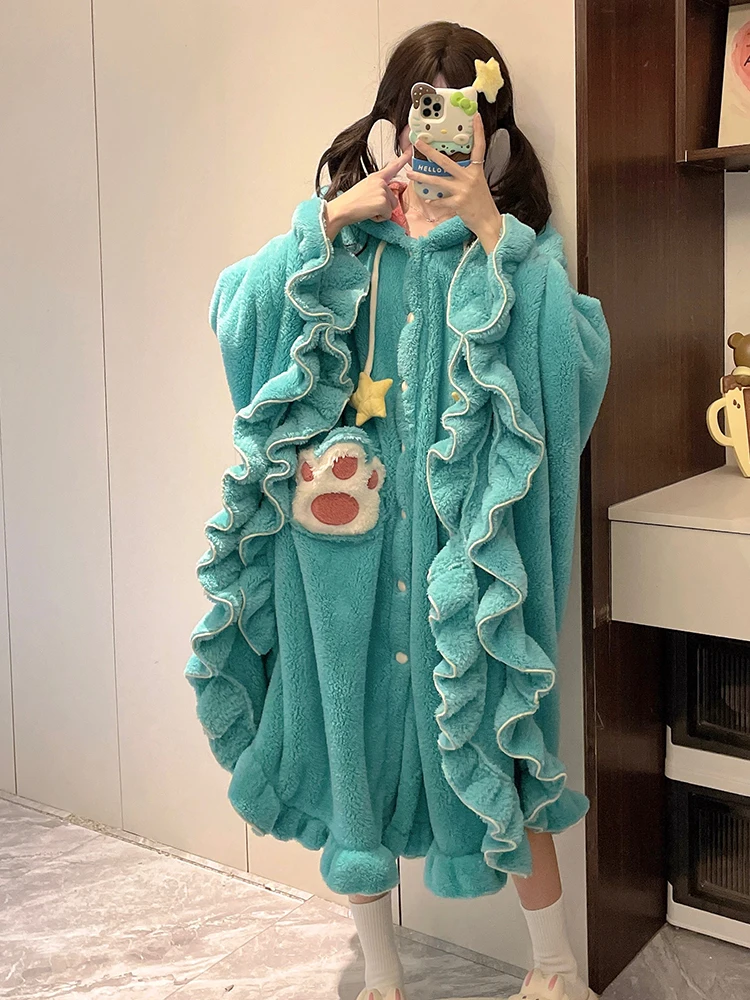 Hatsune Miku Winter Pajamas Thickened And Warm Anime Peripherals Cartoon Cute Pajamas Comfortable And Warm Kawaii Home Clothes