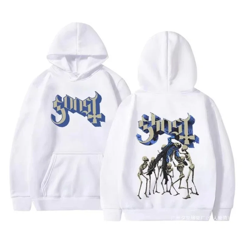 Rock Band Ghost Hoodie Skeleton Graphic Hoodies Men Vintage Hoodies Women Men Long Sleeve Hooded Sweatshirts Unisex Cool Casual
