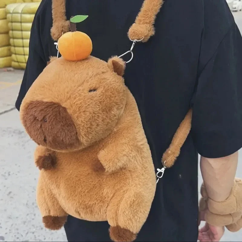 Capybara-Mochila De felpa para niña, bolso cruzado suave y cálido, ideal para regalo de cumpleaños y Navidad, novedad de 2024