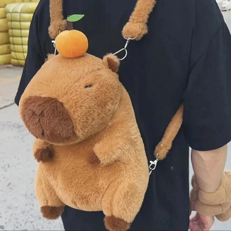 2024 New Capybara Plush Backpack Capybara Crossbody Bag Handbag Soft Warm Capybara School Bag for Girls Birthday Christmas Gifts