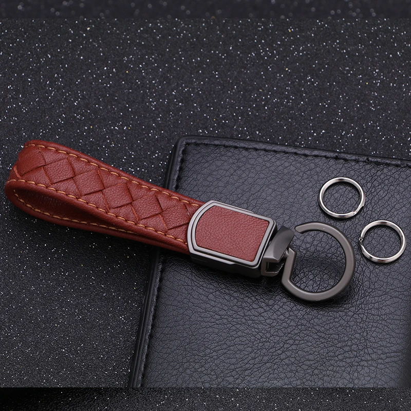 Luxury High-Grade Key Chain Leather Woven Rope Women Men Keychain Classic Car Key Holder Ultra Soft Lambskin Christmas Xmas Gift