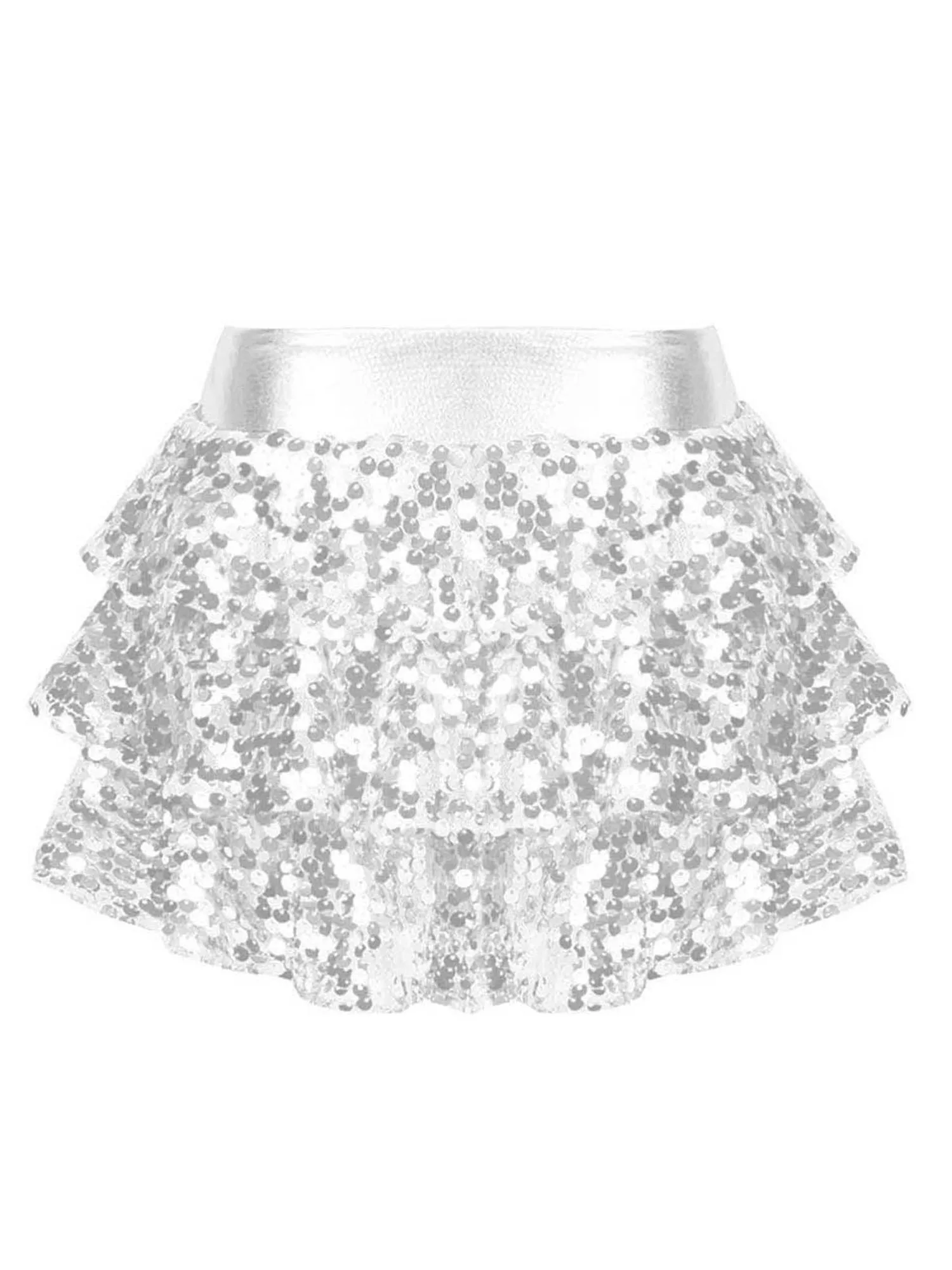 Kinder Mädchen Glänzende Pailletten Tiered Rüschen Latin Jazz Rock Shorts Metallic Culottes Hip Hop JAZZ Dance Bühnenkostüm – Detail 33