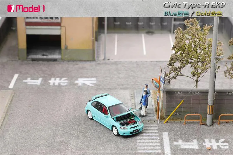 모델 원 1:64 시빅 타입-R EK9 다이캐스트 자동차 모델 컬렉션 미니어처