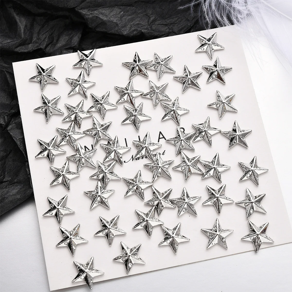 10pcs Punk Star Nail Charms Retro Silver Alloy Nails Jewelry Sparkle Nail Art Supplies 3D Dark Star 10*10mm Manicure Accessories