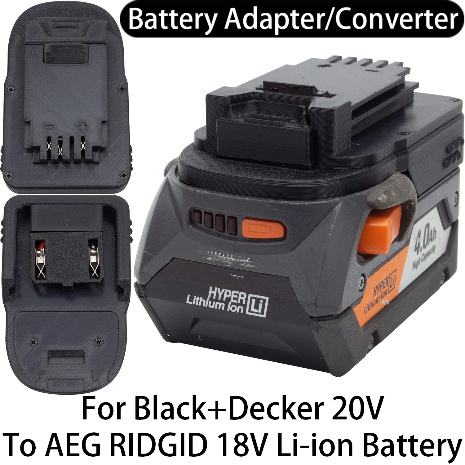 Battery Adapter For Black+Decker 20V Li-ion Tool To AEG RIDGID 18V Li-ion Battery Adapter Converter Power Tool Accessory