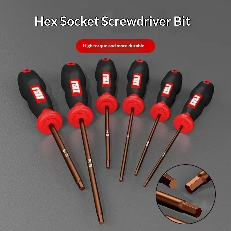 Magnetic Internal Hexagonal Screwdriver Set Small Wrench Hex Star Tool with Extended Straight Shank for Bicycle Hex Edge Repair
