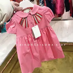 Sommer neue Mädchen Kleid kurz ärmel ige modische Baby Blase Ärmel Baumwolle Kleid kleine Kinder Prinzessin Kleid