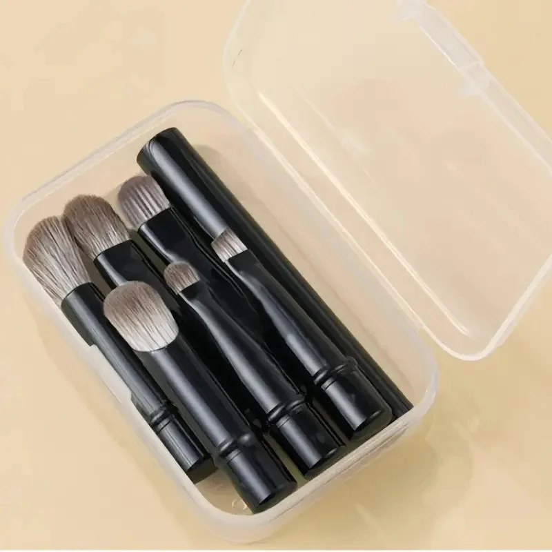 6 pièces Mini pinceaux de maquillage de voyage ensemble avec boîte Portable cosmétique poudre fond de teint Blush mélange correcteur maquillage pinceaux ensemble