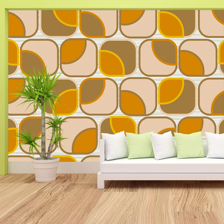 

Custom Self Adhesive Wallpaper for Living Room Wall Papers Home Decor Panel Retro Geometry Square Style Bed Renovation TV Mural