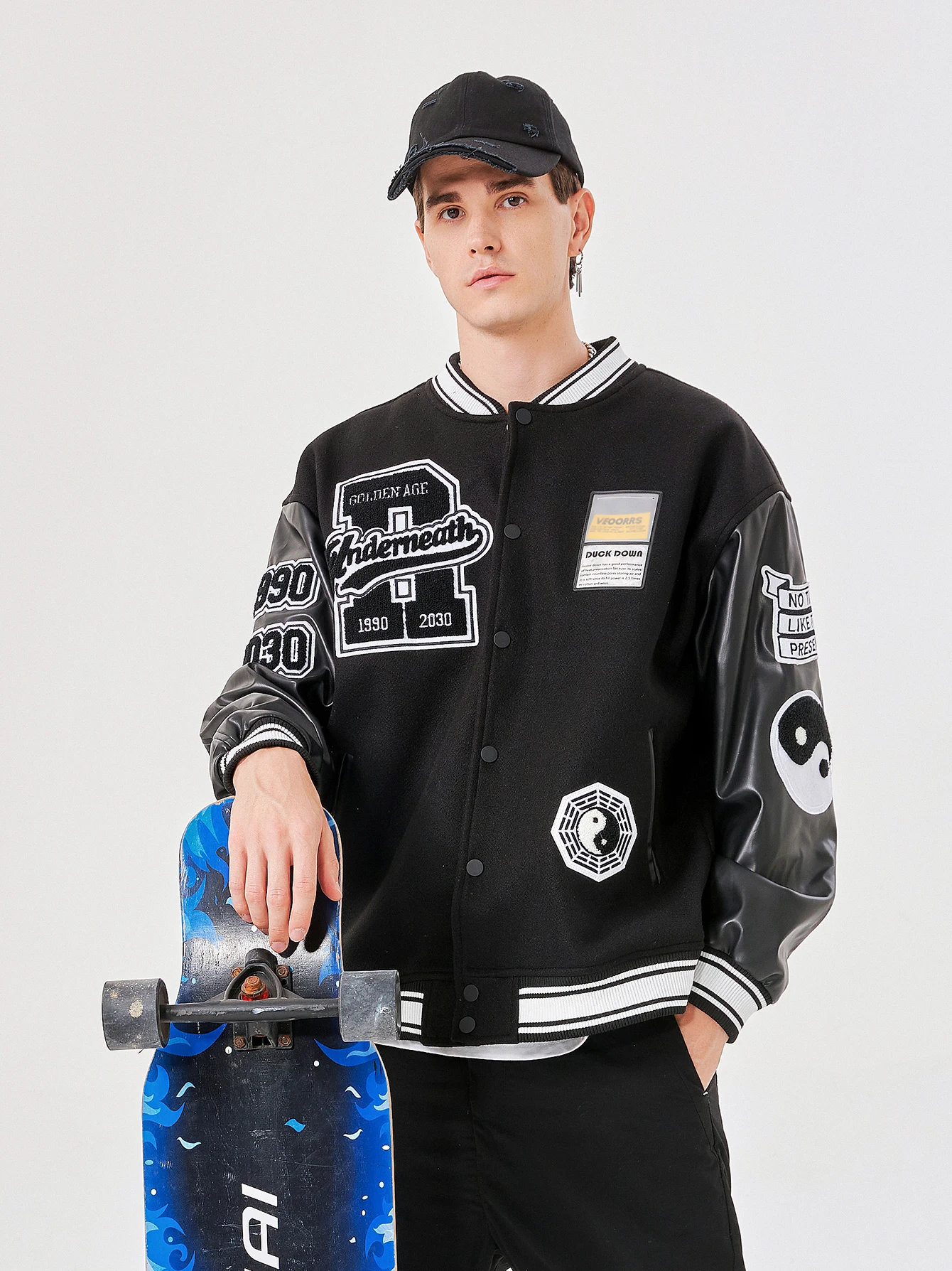 Men's Embroidered Varsity Jacket Retro Bomber Coats Autumn/Winter Tai Chi Embroidery Outwear Motorcycle new in jackets