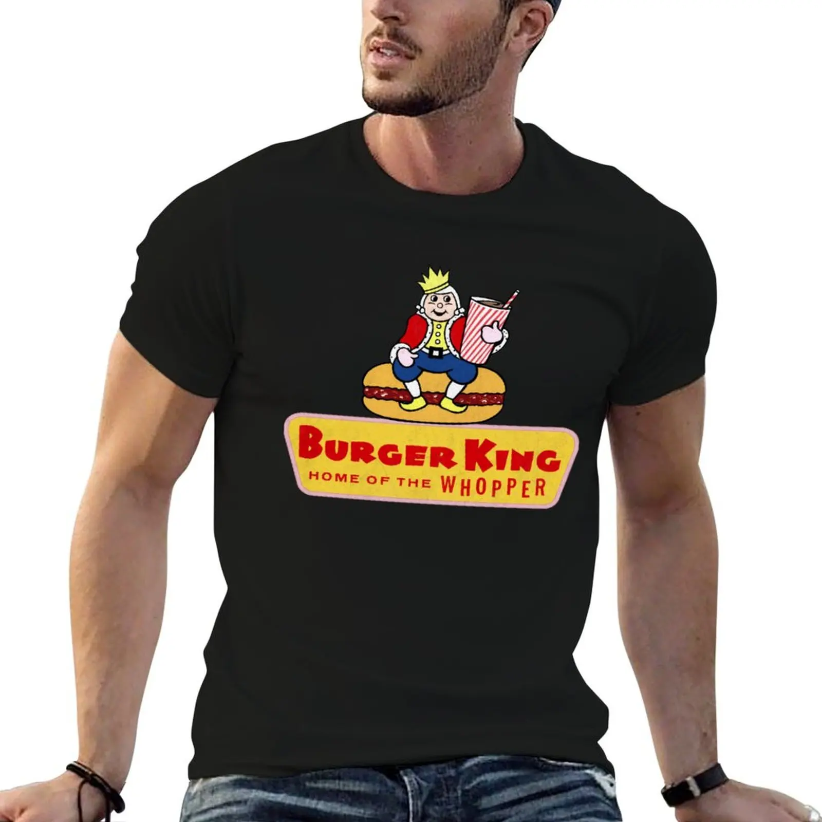 

Defunct 1966 Burger King Mascot T-Shirt black cotton t-shirt plain for man package essential t shirt T-Shirt