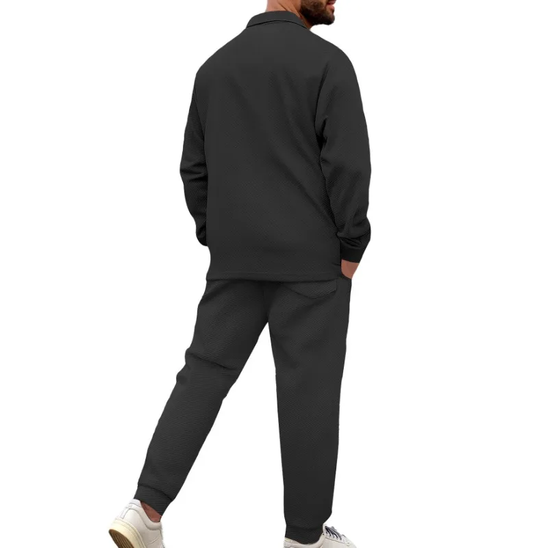 Autumn and Winter Casual Men's Lapel Long-sleeved Top Cardigan Single-breasted Solid Color Slim Jacket