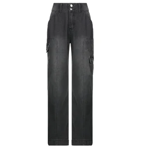 Hohe Taille Casual Jeans mit unregelmäßigen Taschen, Straßenhosen, gerade Bein, Bodentürmen, Arbeitskleidung, neu 10 Hauptverkauf Calca Jeans 90 männlich - №1