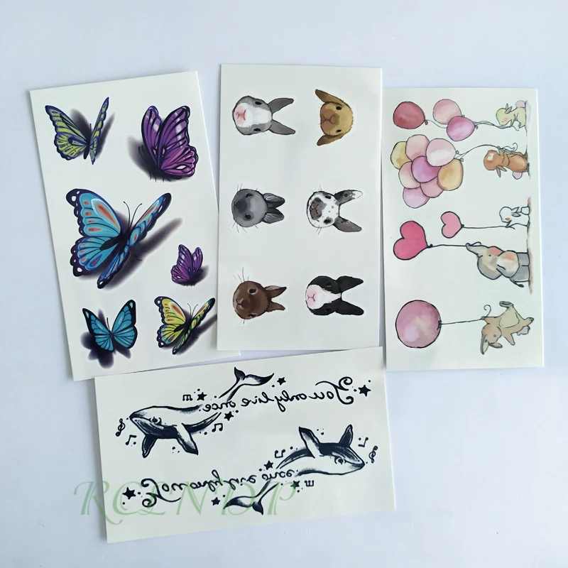 Waterproof Temporary Tattoo Sticker butterfly whale elephant rabbit dog small tatto flash tatoo fake tattoos for women men kid