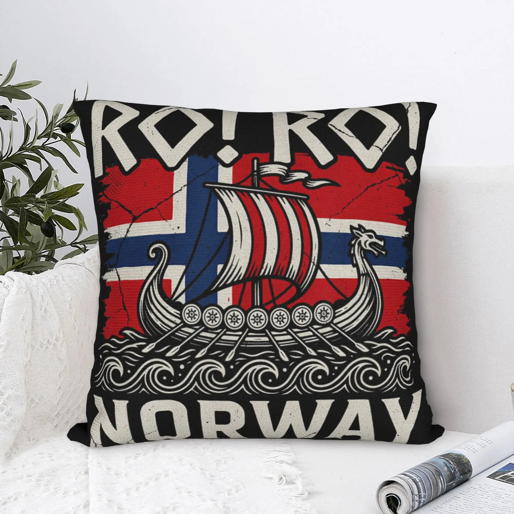 Ro Ro Norwegian Vikinges Ship Norway Flag Culture Row Country Pillow Cover Pillow Case For Sofa Car Home Decor Comfy Pillowcases
