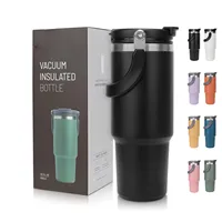 Tyeso Tumbler with Handle Straw Lid Insulated Stainless Steel Double Walled Vacuum Water Bottle Home Sport Travel for Hot Cold