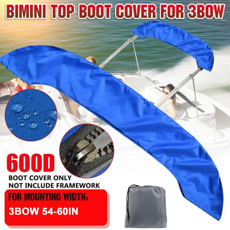 600D Waterproof 3/4 Bow Bimini Top Boot Cover No Frame Yacht Boat Cover With Zipper Anti UV Dustproof Cover Marine Accessories