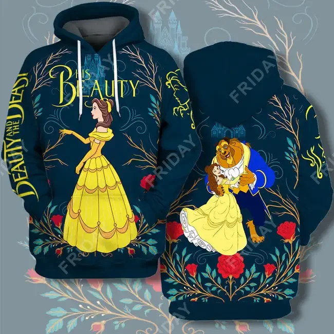 T-shirt Beauty & The Beast Her Beast Couple T-shirt Awesome DN Beauty & The Beast Hoodie  Disney  3D Hoodie 2022