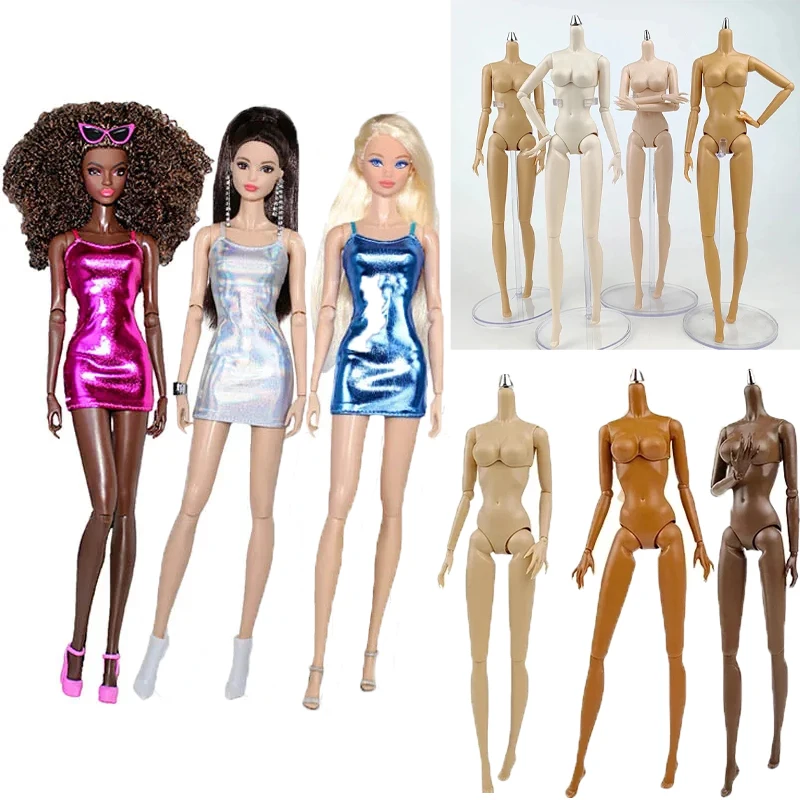 

1/6 Supermodel Nude Action Figure Black/White Skin Adjustable Neck Solid 29cm Joints Movable Nude Doll Body Accessories