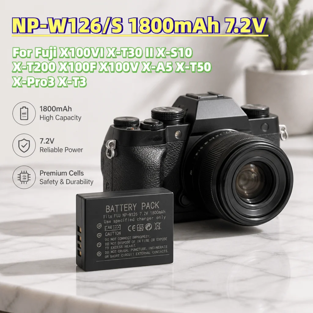Fast Shipping NP-W126/S 1800mAh 7.2Ｖ Digital Batteries For Fuji X100VI X-T30 II X-S10 X-T200 X100F X100V X-A5 X-T50 X-Pro3 X-T3