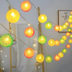 2024 Party Rome Fruit Decoration Lemon String Lights Indoor Party Atmosphere Christmas Battery USB Fairy Lights Curtain 046