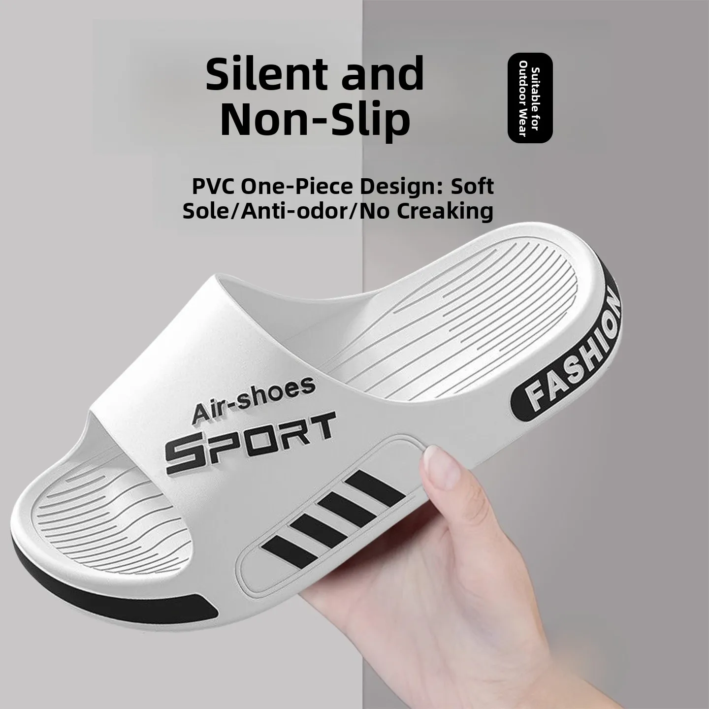 

Мужские летние спортивные нескользящие тапочки с защитой от запаха для дома и улицы, большие размеры, плоские сандалии из ПВХ