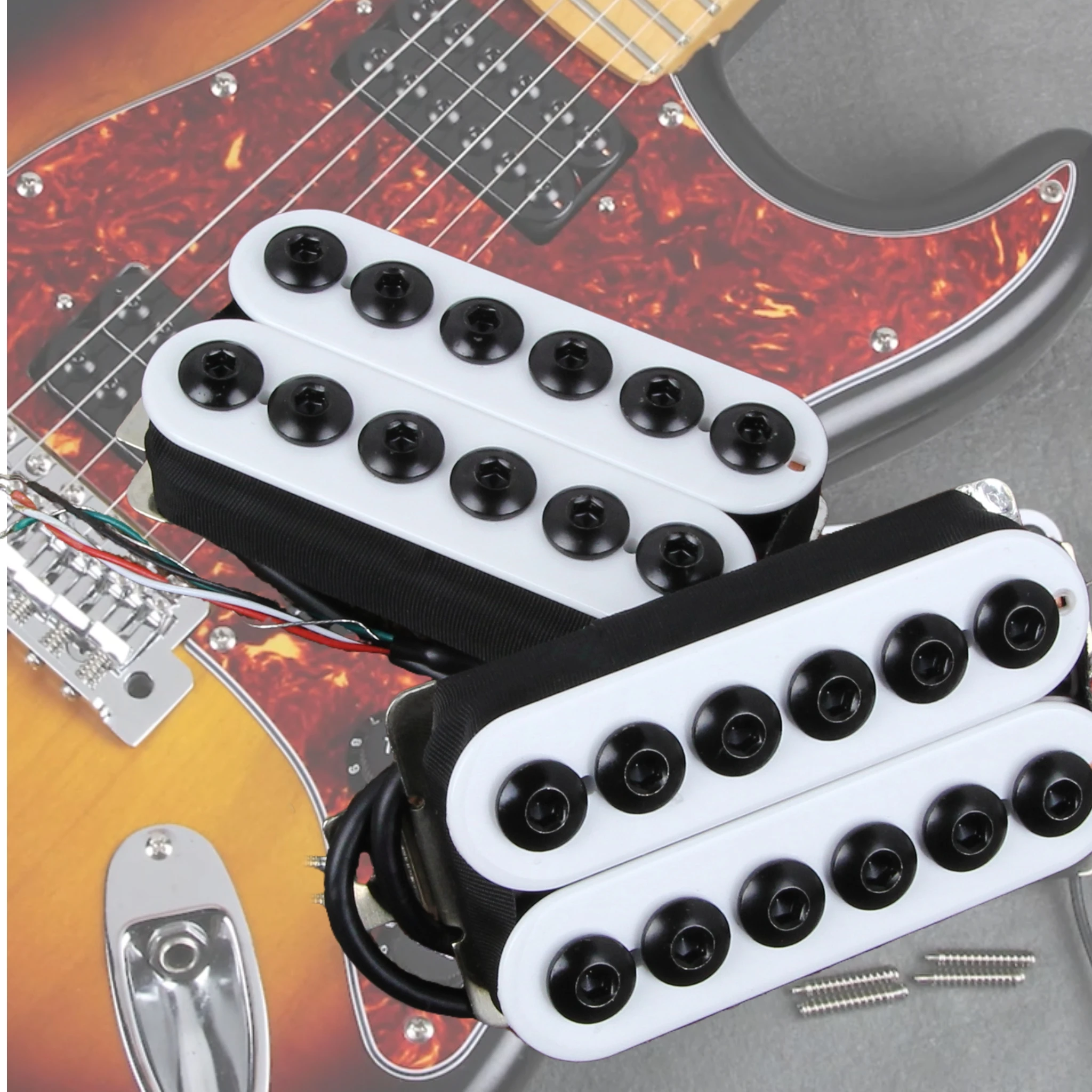 

FLEOR Высокопроизводительный керамический шестигранный звукосниматель для хамбакера, электрогитара, двойная катушка, мостовые звукосниматели, черный/белый