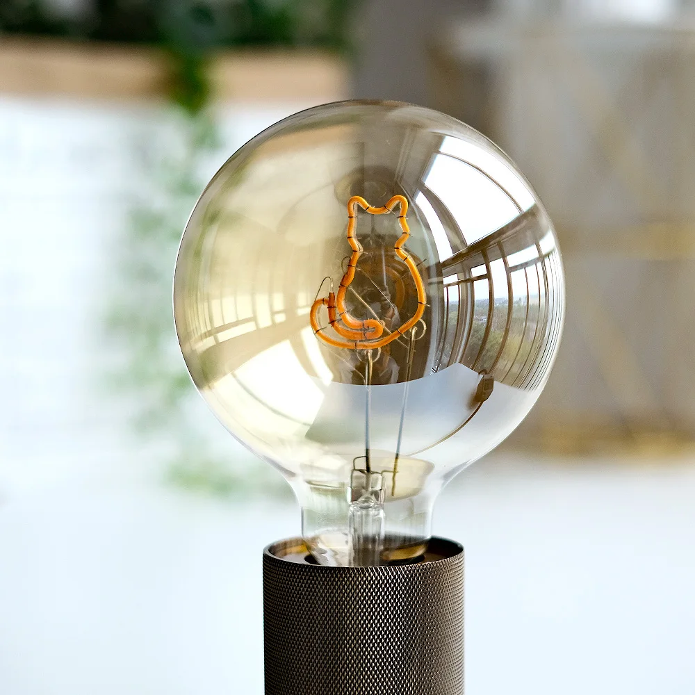 TIANFAN-Ampoule LED Vintage Grand Globe G125 Chat, 4W, Alphabet Variable, 220V, 100V, E26, Décorative