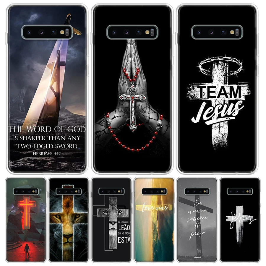 God Jesus Pray Cross For Samsung Galaxy S24 S23 S21 S22 Ultra S10 Plus S20 FE Phone Case S10E S8 S9 + Housing Shell Coque