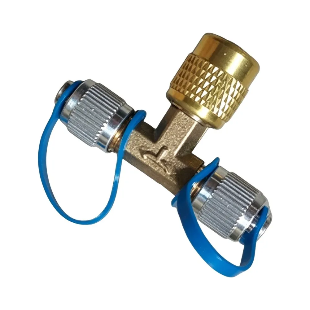 Auto Ac Fitting Brass Three-way Valve Solid Brass Construction Adjustable Flow Control T-shaped Design Curved Pipeline Layout