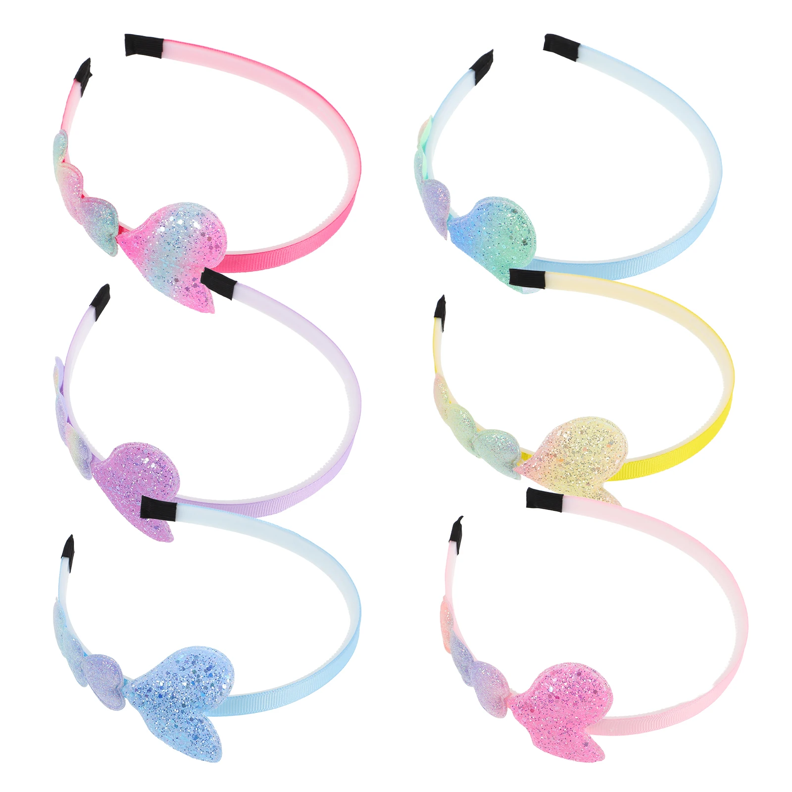 

6pcs Heart Headbands Girls Kids Colorful Gradient Hair Accessories Comfortable Multicolor Hairbands For Party Daily Wear