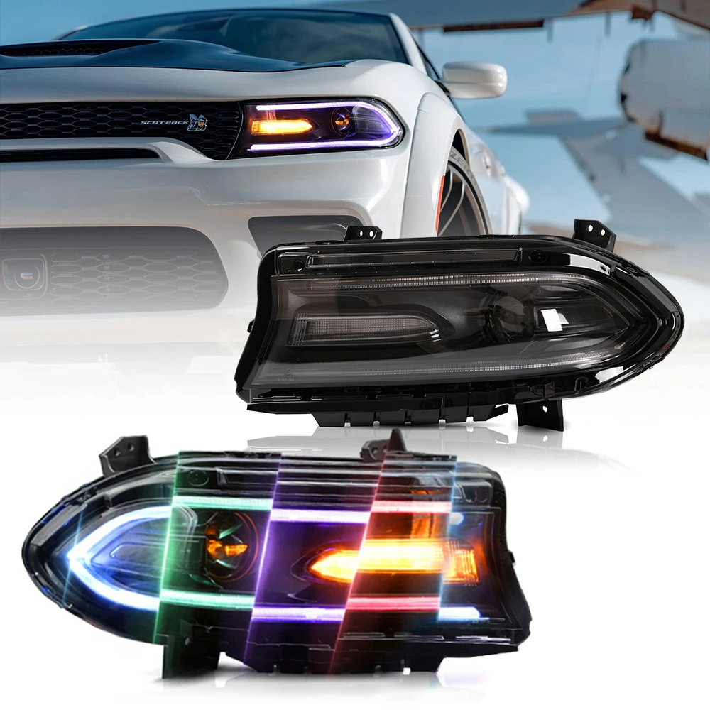 LED Headlights For Dodge Challenger 2015-Up Coloful Lamps Car Accessories Auto Parts