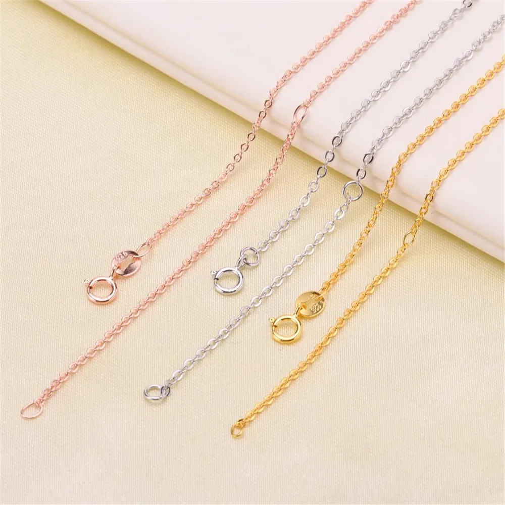 

DIY Pearl Accessories 925 Silver Necklace, Platinum Plated Gold Fine Chain Silver Jewelry O-Chain 40 Plus 5cm Cross Chain