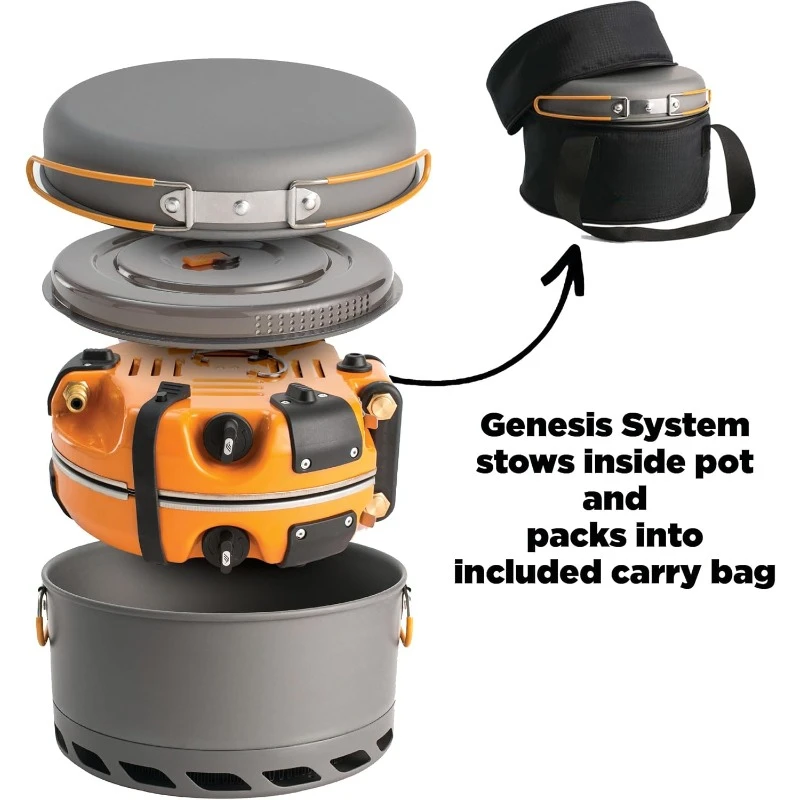 Genesis Basecamp Backpacking and Camping Stove Cooking System with Camping Cookware