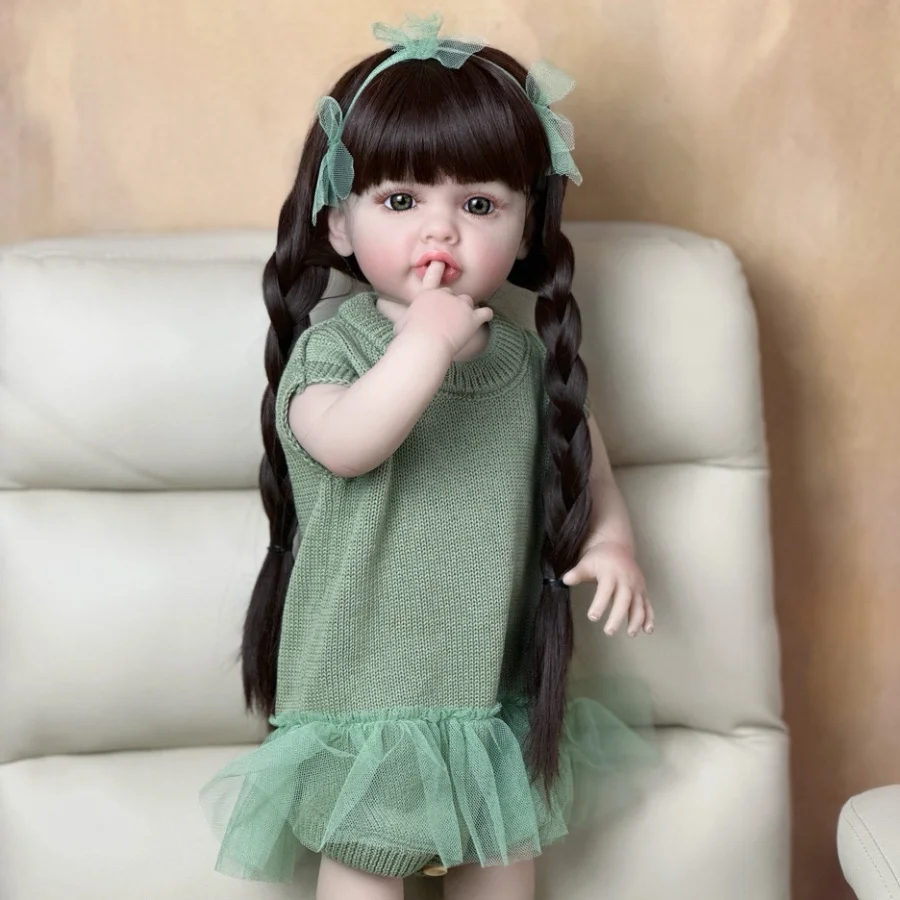 BZDOLL Poupée Reborn réaliste de 55 cm (22 pouces) qui peut tenir debout, corps entier en vinyle souple, jouet de princesse pour tout-petit, nouveau-né, cadeau d'anniversaire