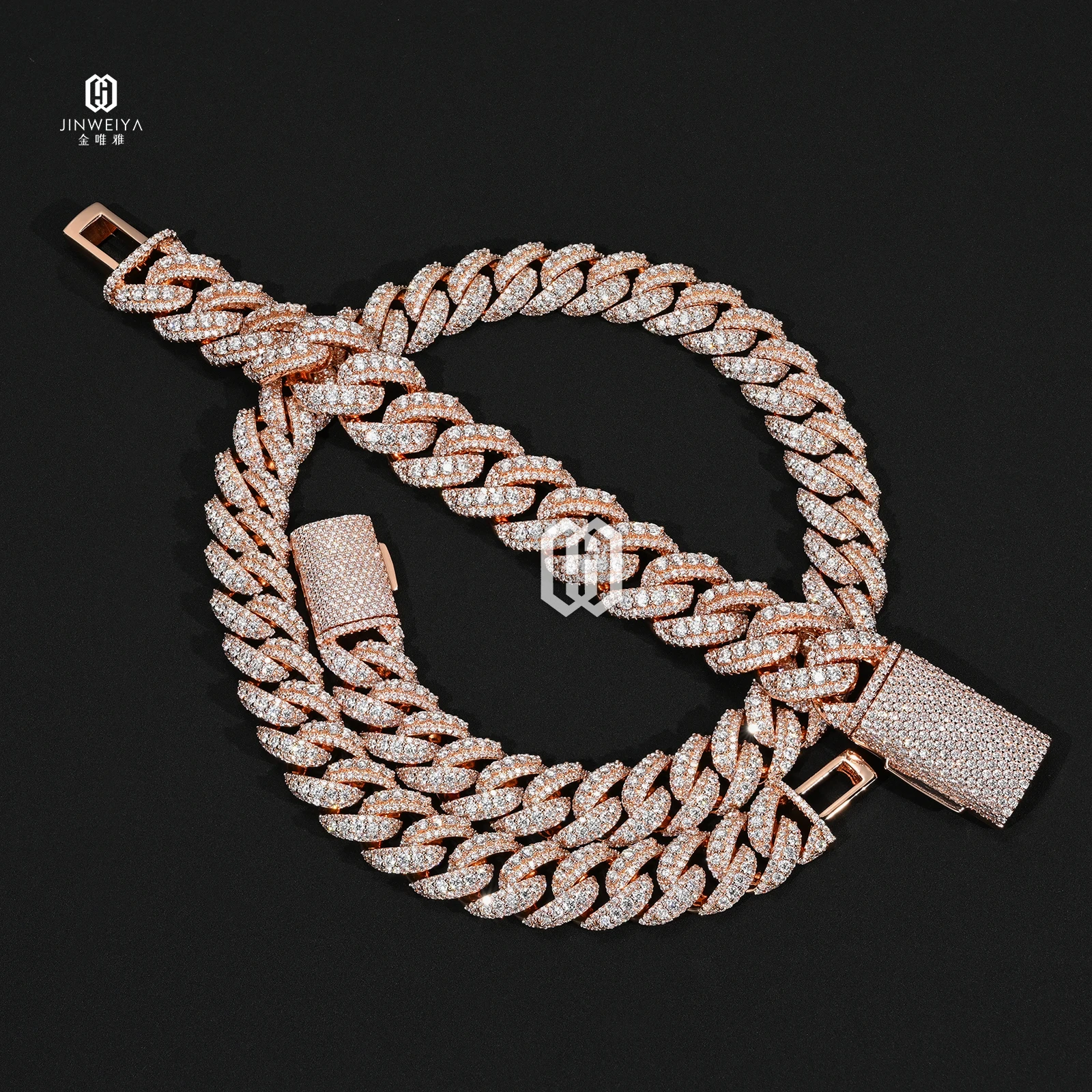 Moissanite Cuban Link Chain Iced Out - Pointer .18mm Yükseltilmiş Küba Zinciri, Buzlu